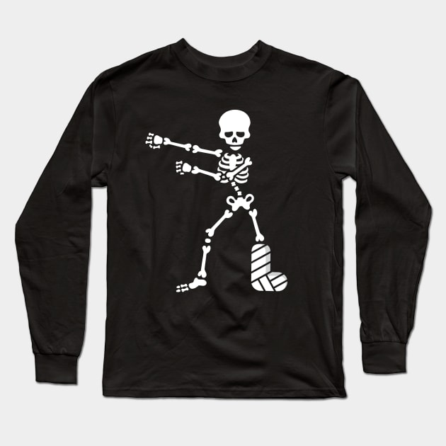 Broken leg plaster floss dance flossing skeleton Long Sleeve T-Shirt by LaundryFactory